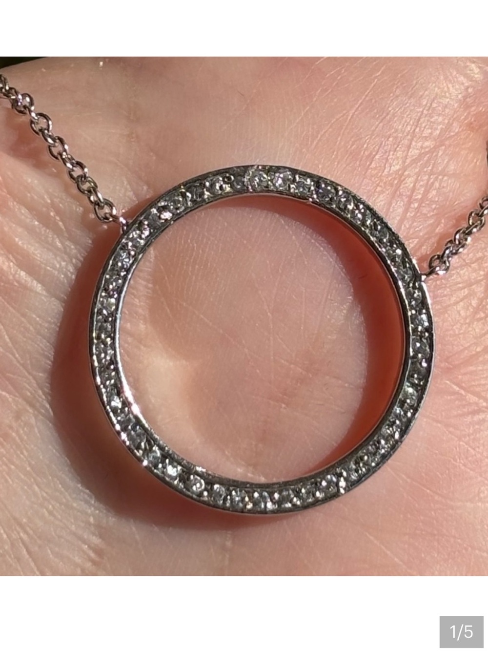 Sterling silver diamond circle pendant necklace